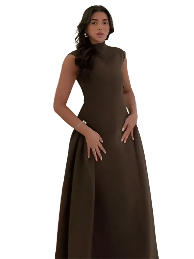 Elegant Pleated Square Neck Dress